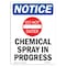 Signmission OSHA Notice, 7" Height, Chemical Spray In Progress Sign With Symbol, 7" X 5", Portrait OS-NS-D-57-V-10568 - alternate 1